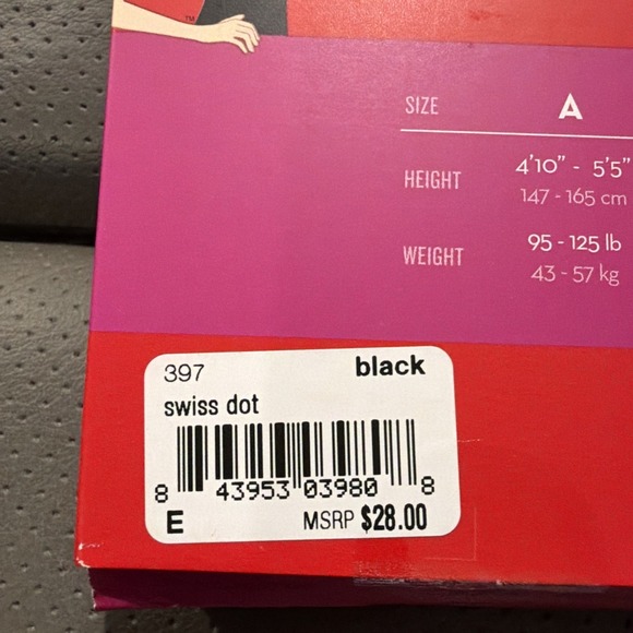 Spanx Sheers Black Swiss Dot Shaping All Day‎ Style 397 Size E New - Picture 3 of 4